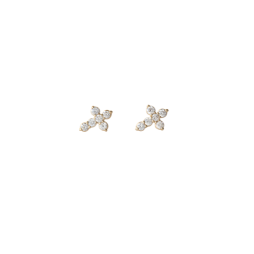 Mini Diamond Cross Stud Earrings