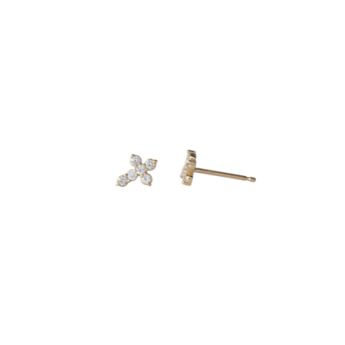 Mini Diamond Cross Stud Earrings