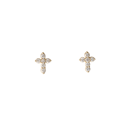 Mini Diamond Cross Stud Earrings
